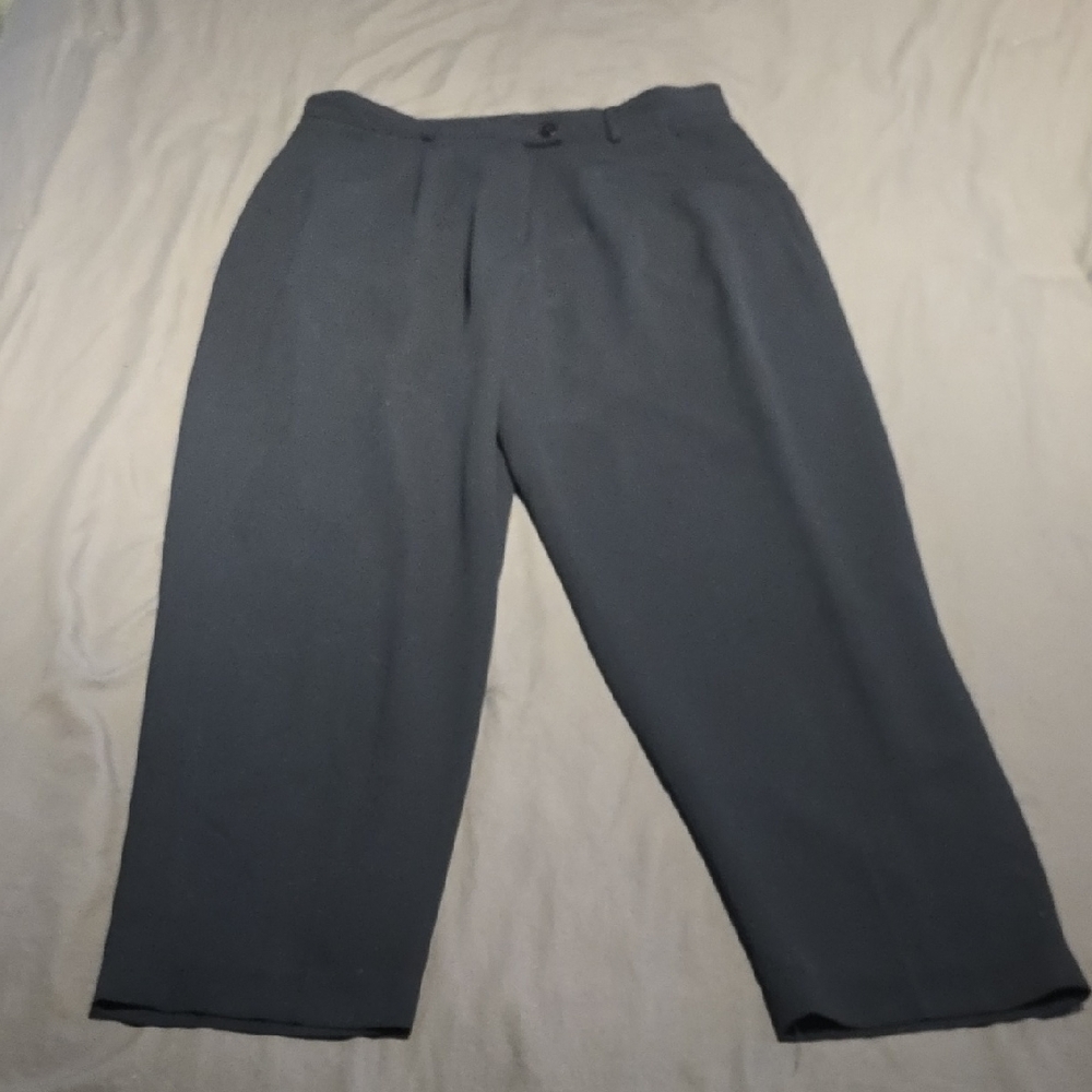 Women's Wide-Leg Navy Trousers - Tailored Pleat Front